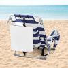imageOutvita Backpack Beach Chair 5 Level Adjustable Positions Beach Chair with Back Storage Bag Cooler Pouch and Side Bags for Beach Poolside LawnBluewhite