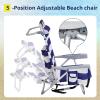imageOutvita Backpack Beach Chair 5 Level Adjustable Positions Beach Chair with Back Storage Bag Cooler Pouch and Side Bags for Beach Poolside LawnBluewhite