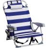 imageOutvita Backpack Beach Chair 5 Level Adjustable Positions Beach Chair with Back Storage Bag Cooler Pouch and Side Bags for Beach Poolside LawnBluewhite