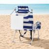 imageOutvita Backpack Beach Chair 5 Level Adjustable Positions Beach Chair with Back Storage Bag Cooler Pouch and Side Bags for Beach Poolside LawnBluewhite