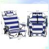 imageOutvita Backpack Beach Chair 5 Level Adjustable Positions Beach Chair with Back Storage Bag Cooler Pouch and Side Bags for Beach Poolside LawnBluewhite