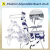 imageOutvita Backpack Beach Chair 5 Level Adjustable Positions Beach Chair with Back Storage Bag Cooler Pouch and Side Bags for Beach Poolside LawnBluewhite