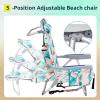 imageOutvita Backpack Beach Chair 5 Level Adjustable Positions Beach Chair with Back Storage Bag Cooler Pouch and Side Bags for Beach Poolside LawnFlamingo
