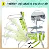 imageOutvita Backpack Beach Chair 5 Level Adjustable Positions Beach Chair with Back Storage Bag Cooler Pouch and Side Bags for Beach Poolside LawnGreenwhite
