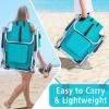 imageOutvita Backpack Beach Chair 5 Level Adjustable Positions Beach Chair with Back Storage Bag Cooler Pouch and Side Bags for Beach Poolside LawnMint Green