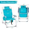 imageOutvita Backpack Beach Chair 5 Level Adjustable Positions Beach Chair with Back Storage Bag Cooler Pouch and Side Bags for Beach Poolside LawnMint Green
