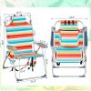 imageOutvita Backpack Beach Chair 5 Level Adjustable Positions Beach Chair with Back Storage Bag Cooler Pouch and Side Bags for Beach Poolside LawnRainbow