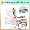 imageOutvita Backpack Beach Chair 5 Level Adjustable Positions Beach Chair with Back Storage Bag Cooler Pouch and Side Bags for Beach Poolside LawnRainbow