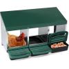 imageOutvita Chicken Nesting Box 2 Compartments Chicken Laying Box Hanging Nesting Box with Egg Saver Perch Cover for HenGreen