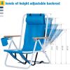 imageOutvita Folding Beach Chair Adjustable Headrest w4 Flexible Tilt Angle Cup Holder Portable High Strength Cleanable Fabric for Sand Camping Lawn Concert Travel FestivalBlue