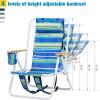 imageOutvita Folding Beach Chair Adjustable Headrest w4 Flexible Tilt Angle Cup Holder Portable High Strength Cleanable Fabric for Sand Camping Lawn Concert Travel FestivalBlueyellow