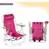 imageOutvita Folding Beach Chair Adjustable Headrest w4 Flexible Tilt Angle Cup Holder Portable High Strength Cleanable Fabric for Sand Camping Lawn Concert Travel FestivalPink