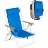 imageOutvita Folding Beach Chair Adjustable Headrest w4 Flexible Tilt Angle Cup Holder Portable High Strength Cleanable Fabric for Sand Camping Lawn Concert Travel FestivalBlue