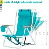 imageOutvita Folding Beach Chair Adjustable Headrest w4 Flexible Tilt Angle Cup Holder Portable High Strength Cleanable Fabric for Sand Camping Lawn Concert Travel FestivalMint Green