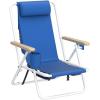 imageOutvita Folding Beach Chair Adjustable Headrest w4 Flexible Tilt Angle Cup Holder Portable High Strength Cleanable Fabric for Sand Camping Lawn Concert Travel FestivalBlue