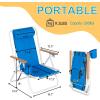 imageOutvita Folding Beach Chair Adjustable Headrest w4 Flexible Tilt Angle Cup Holder Portable High Strength Cleanable Fabric for Sand Camping Lawn Concert Travel FestivalBlue