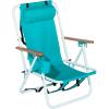 imageOutvita Folding Beach Chair Adjustable Headrest w4 Flexible Tilt Angle Cup Holder Portable High Strength Cleanable Fabric for Sand Camping Lawn Concert Travel FestivalMint Green