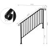 imageOutvita Handrails for Outdoor Steps Black Wrought Iron Handrail Fits 3 or 4 Steps Transitional Handrail with Installation Kit Stair Railing for Concrete Steps or Wooden StairsBlack