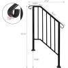 imageOutvita Handrails for Outdoor Steps Black Wrought Iron Handrail Fits 3 or 4 Steps Transitional Handrail with Installation Kit Stair Railing for Concrete Steps or Wooden StairsBlack
