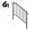 imageOutvita Handrails for Outdoor Steps Black Wrought Iron Handrail Fits 3 or 4 Steps Transitional Handrail with Installation Kit Stair Railing for Concrete Steps or Wooden StairsBlack
