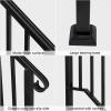 imageOutvita Handrails for Outdoor Steps Black Wrought Iron Handrail Fits 3 or 4 Steps Transitional Handrail with Installation Kit Stair Railing for Concrete Steps or Wooden StairsBlack