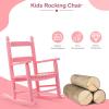 imageOutvita Outdoor Childrens Rocking Chair AllWeather Wooden Porch Rocker with High Backrest Ideal for Garden Yard and Balcony Patio Rocking Chair Suitable for Kids Ages 36PinkPink