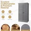 imageOutvita Outdoor Storage Cabinet 63in Wooden Garden Tools Shed with 2 Lockable Doors 3 Adjustable Shelves Waterproof Roof for Yard Garge Patio Deck Porch NaturalGray