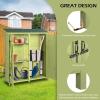 imageOutvita Outdoor Storage Cabinet 63in Wooden Garden Tools Shed with 2 Lockable Doors 3 Adjustable Shelves Waterproof Roof for Yard Garge Patio Deck Porch NaturalGeen