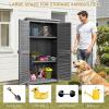 imageOutvita Outdoor Storage Cabinet 63in Wooden Garden Tools Shed with 2 Lockable Doors 3 Adjustable Shelves Waterproof Roof for Yard Garge Patio Deck Porch NaturalGray