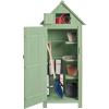 imageOutvita Outdoor Storage Cabinet 63in Wooden Garden Tools Shed with 2 Lockable Doors 3 Adjustable Shelves Waterproof Roof for Yard Garge Patio Deck Porch NaturalGeen