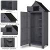 imageOutvita Outdoor Storage Cabinet 63in Wooden Garden Tools Shed with 2 Lockable Doors 3 Adjustable Shelves Waterproof Roof for Yard Garge Patio Deck Porch NaturalGray