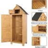 imageOutvita Outdoor Storage Cabinet 63in Wooden Garden Tools Shed with 2 Lockable Doors 3 Adjustable Shelves Waterproof Roof for Yard Garge Patio Deck Porch NaturalNatural