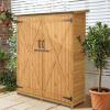 imageOutvita Outdoor Storage Cabinet 63in Wooden Garden Tools Shed with 2 Lockable Doors 3 Adjustable Shelves Waterproof Roof for Yard Garge Patio Deck Porch NaturalNatural