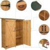 imageOutvita Outdoor Storage Cabinet 63in Wooden Garden Tools Shed with 2 Lockable Doors 3 Adjustable Shelves Waterproof Roof for Yard Garge Patio Deck Porch NaturalNatural