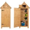 imageOutvita Outdoor Storage Cabinet 63in Wooden Garden Tools Shed with 2 Lockable Doors 3 Adjustable Shelves Waterproof Roof for Yard Garge Patio Deck Porch NaturalNatural