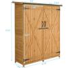 imageOutvita Outdoor Storage Cabinet 63in Wooden Garden Tools Shed with 2 Lockable Doors 3 Adjustable Shelves Waterproof Roof for Yard Garge Patio Deck Porch NaturalNatural
