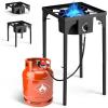 imageOutvita 1 Burner Propane Gas Stove for Outdoor Cooking 75000 BTU Camping Cooker with Removable Legs Temperature Control Knobs for Backyard Cooking BBQ Baking and FryingSingle BurnerSingle Burner