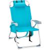 imageOutvita Backpack Beach Chair 5 Level Adjustable Positions Beach Chair with Back Storage Bag Cooler Pouch and Side Bags for Beach Poolside LawnMint Green