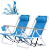 imageOutvita Folding Beach Chair Adjustable Headrest w4 Flexible Tilt Angle Cup Holder Portable High Strength Cleanable Fabric for Sand Camping Lawn Concert Travel FestivalBlue
