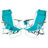 imageOutvita Folding Beach Chair Adjustable Headrest w4 Flexible Tilt Angle Cup Holder Portable High Strength Cleanable Fabric for Sand Camping Lawn Concert Travel FestivalMint Green