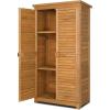 imageOutvita Outdoor Storage Cabinet 63in Wooden Garden Tools Shed with 2 Lockable Doors 3 Adjustable Shelves Waterproof Roof for Yard Garge Patio Deck Porch NaturalNatural
