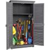 imageOutvita Outdoor Storage Cabinet 63in Wooden Garden Tools Shed with 2 Lockable Doors 3 Adjustable Shelves Waterproof Roof for Yard Garge Patio Deck Porch NaturalGray