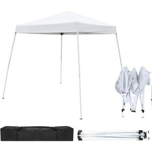 imageOutvita 5x5 Pop Up Canopy Tent Ez Up Outdoor Canopy Tent Instant Shelter with Carry Bag Straight Legs Patio Balcony Porch Backyard Garden10x10white