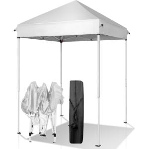 imageOutvita 5x5 Pop Up Canopy Tent Ez Up Outdoor Canopy Tent Instant Shelter with Carry Bag Straight Legs Patio Balcony Porch Backyard Garden5x5white