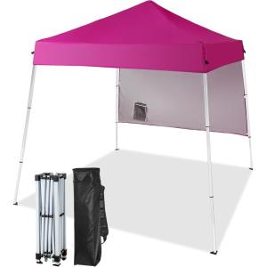 imageOutvita 5x5 Pop Up Canopy Tent Ez Up Outdoor Canopy Tent Instant Shelter with Carry Bag Straight Legs Patio Balcony Porch Backyard Garden6x6pink