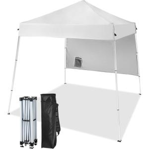 imageOutvita 5x5 Pop Up Canopy Tent Ez Up Outdoor Canopy Tent Instant Shelter with Carry Bag Straight Legs Patio Balcony Porch Backyard Garden6x6white