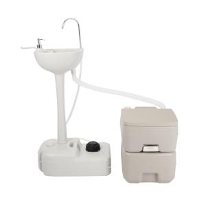 imageOutvita Portable Sink and Toilet Combo 5 Gallon Hand Washing Station ampamp 53 gallon Flushing Toilet Detachable Wastewater Recycled Perfect for Outdoor Camping RV Travel Boat