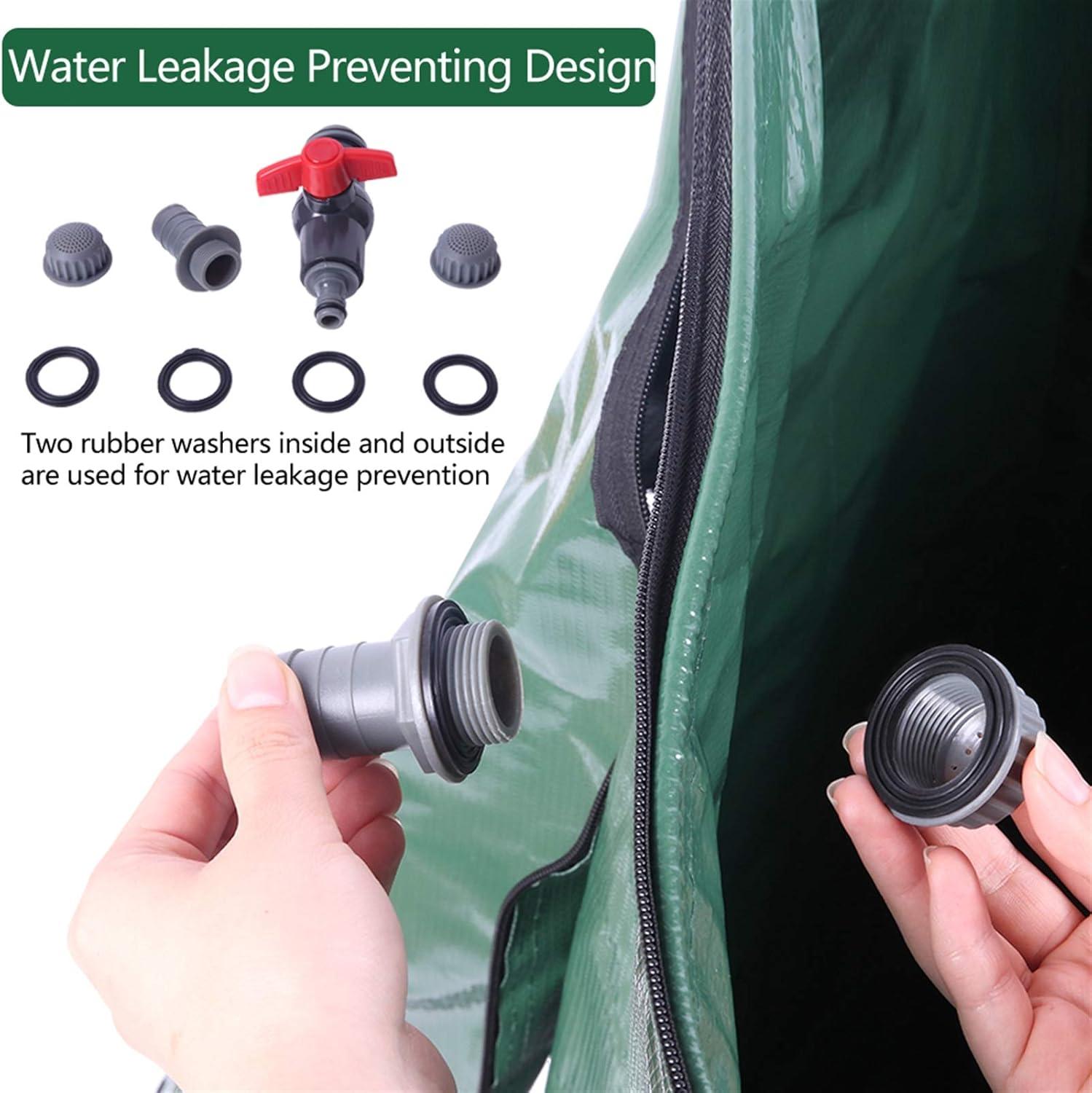 imageOutvita 100 Gallon Collapsible Rain Barrel Garden Water Storage Tank Portable Folding Rainwater Collector Water Catcher with Filter Overflow Kit Faucet Green