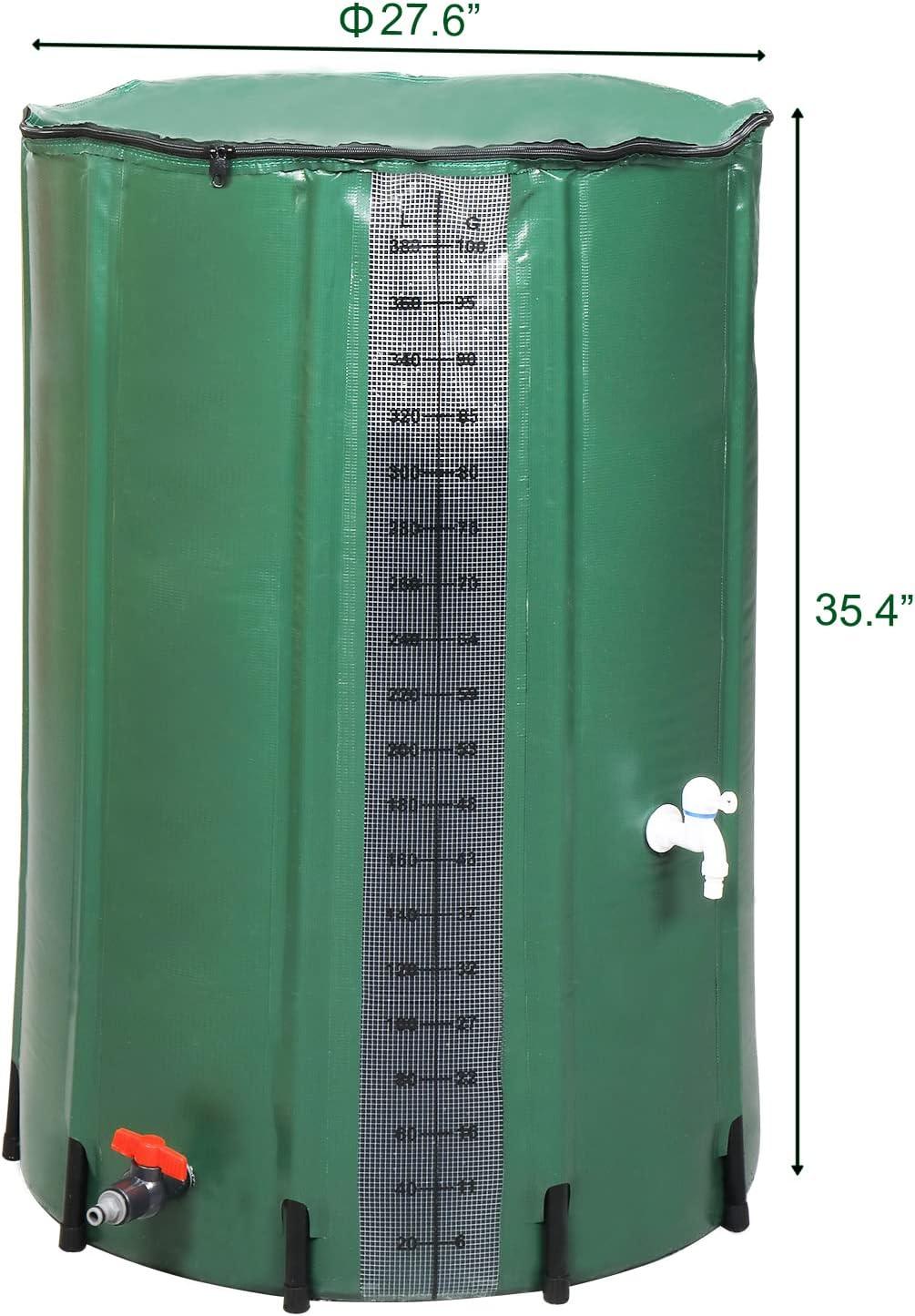 imageOutvita 132 Gallon Collapsible Rain Barrel Large Garden Water Storage Tank Portable Folding Rainwater Collector Water Catcher with Filter Overflow Kit Faucet GreenGreen