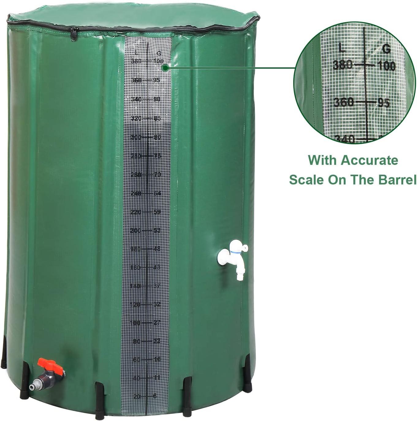 imageOutvita 132 Gallon Collapsible Rain Barrel Large Garden Water Storage Tank Portable Folding Rainwater Collector Water Catcher with Filter Overflow Kit Faucet GreenGreen